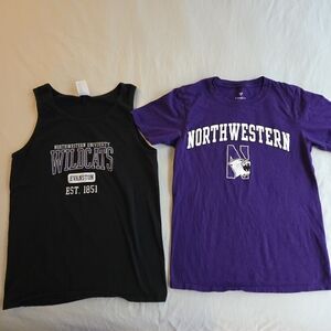 Northwestern University Wildcats Unisex Tank and Tee Set - Black and Purple